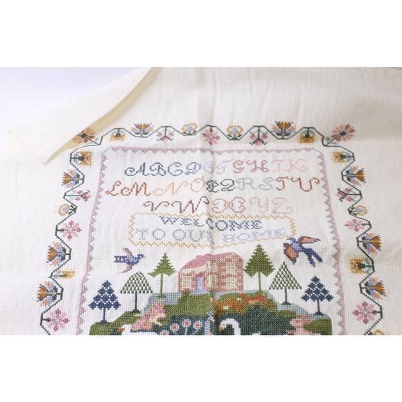 Baby Shower Cross Stitch, Welcome To Our Home, Farmhouse, Floral Pattern, - Picture 2 of 5